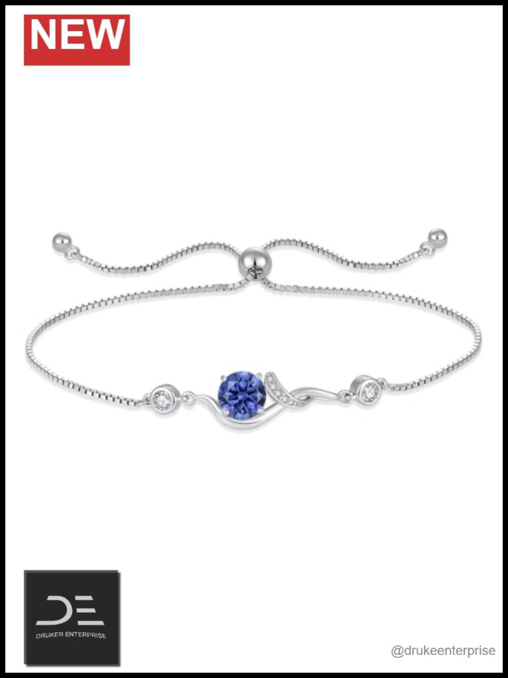 S925 Sterling Silver CZ Infinity Bracelet Adjustable 9.8 in Gift